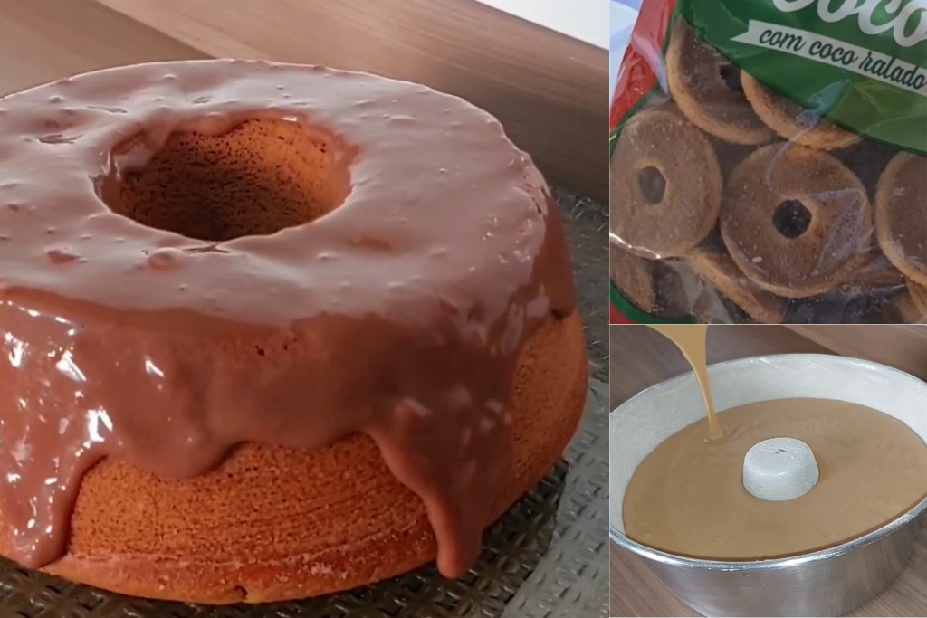 Receita impressionante bolo de 3 ingredientes sem farinha feito com rosquinhas